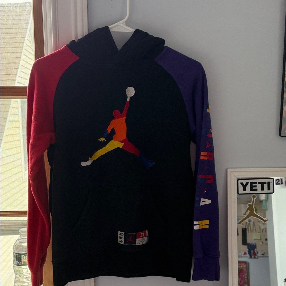 Jordan Black Hoodie with Multicolor Jumpman